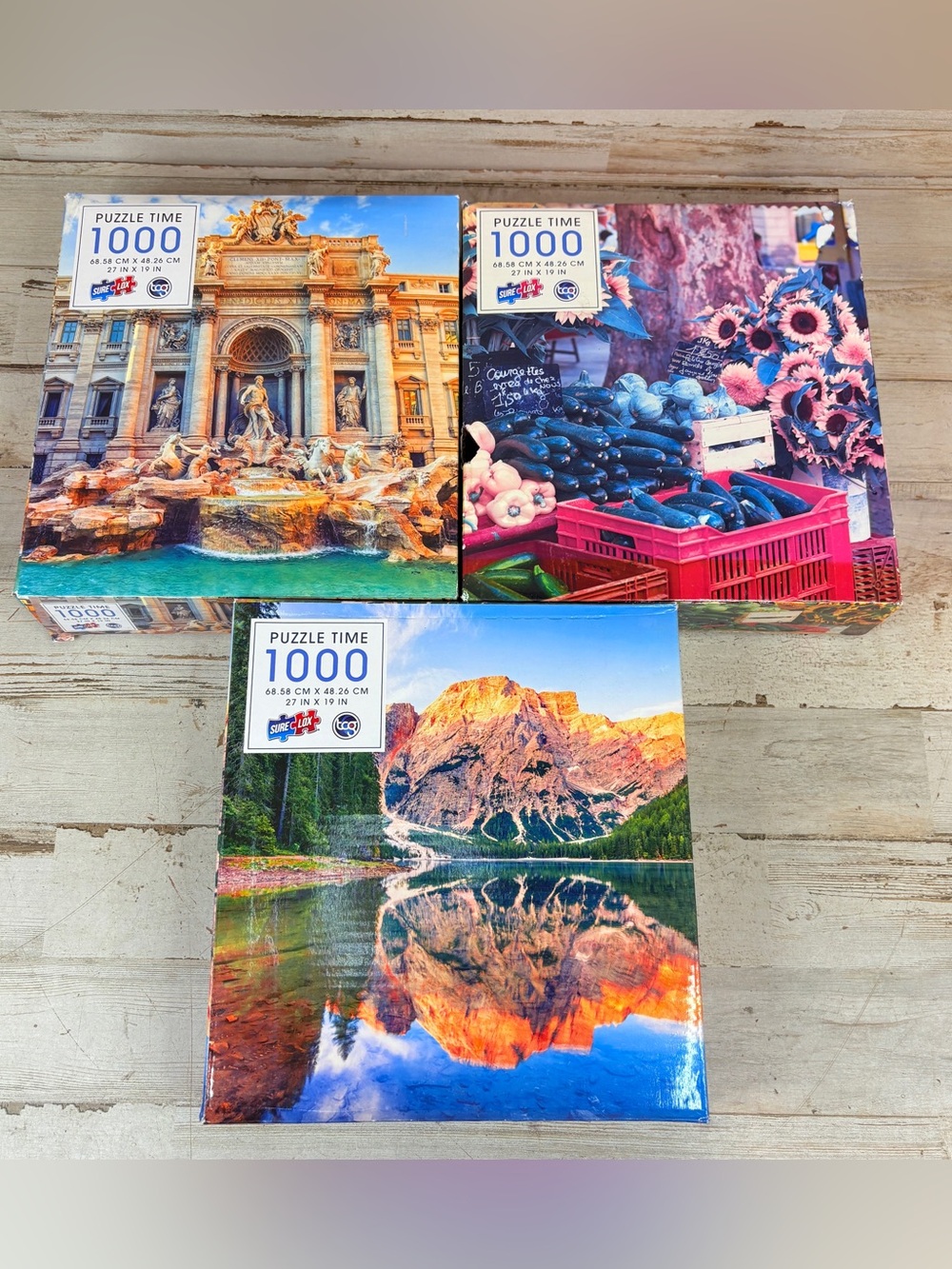 Lot Of 3 1000 Piece Jigsaw Puzzles Challenging Mountain Peak Reflection